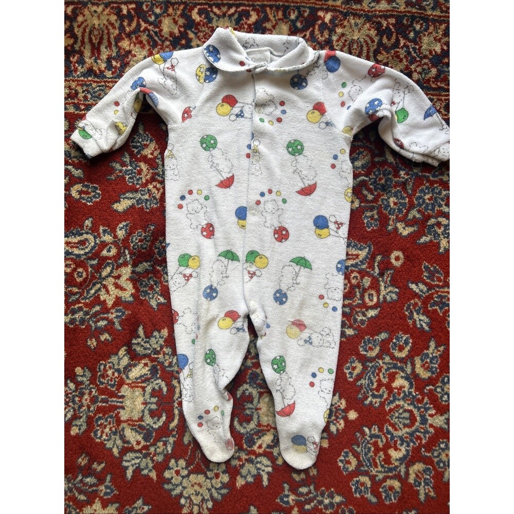 Vintage Baby Carter's 3-6 Months Footed Sleeper Terry Cloth Teddy Balloons